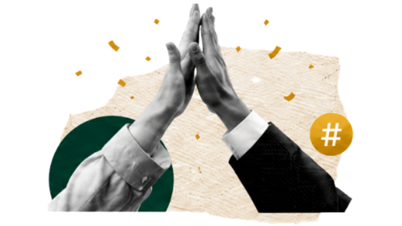 High-five gesture collage with confetti for improving guest experience